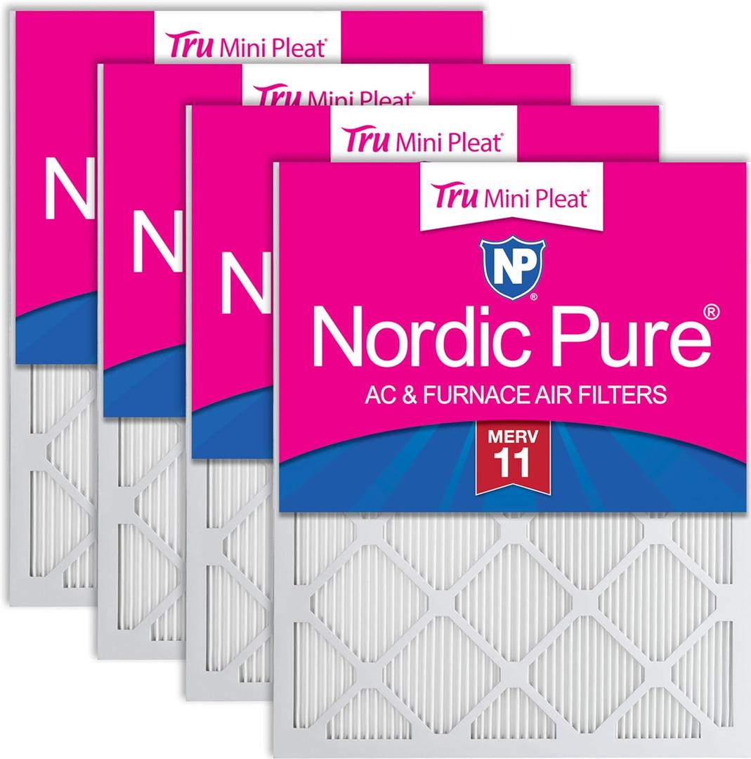 Nordic Pure 20x30x1 (Actual Size: 19 3/4 x 29 3/4 x 3/4) Tru Mini Pleat MERV 11 AC Furnace Air Filters  2.5X More Media for Extended Durability & Superior Filtration - 4 Pack