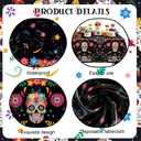 2 x 3pcs Day of The Dead Party Tablecloth, Mexican Dia De Los Muertos Table Cover Halloween Sugar Skull Floral Table Cover Fiesta Plastic Tablecloth for Party Decorations Supplies