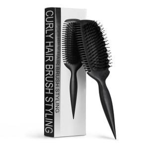 Candy Brush Curl Defining Hair Brush for Effortlessly Detangling Shaping and Styling Curls, Curl Brushes with Edge Lift for All Wet or Dry Hair Types for Women and Girl, Reduce Pulling and Frizzing (Black)