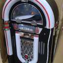 Victrola Mayfield Full Size Jukebox, 3-Speed Belt Driven Turntable with Stereo Speakers & Subwoofer, Wireless Bluetooth Music Streaming, FM Radio, Premium Cartridge, LED Lights, Easy Setup