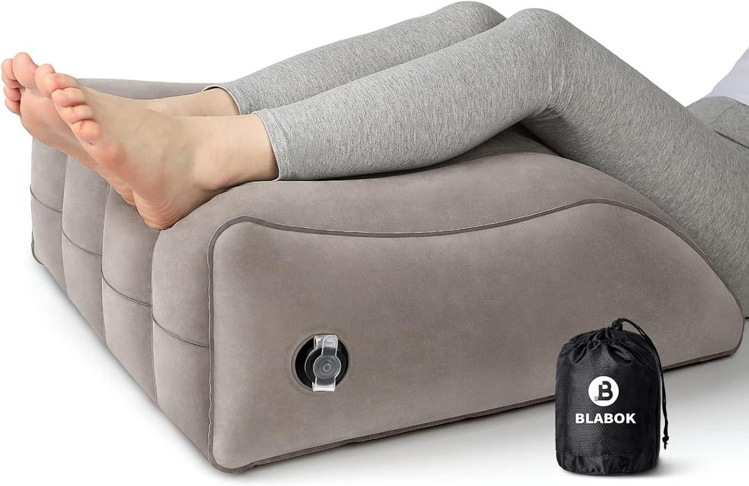 Wedge Pillow for Sleeping - Inflatable Leg Elevation Pillow for Swelling,Circulation,Leg & Back Pain Relief,Leg Support Polyvinyl Chloride Pillow for After Aurgery,Hip,Foot,Ankle Recovery (Medium, Grey)