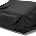 LBTING Patio Loveseat Cover, Outdoor Sofa 2-Seater Couch Covers 53W x 32D x 30H Inches, 420D Waterproof Windproof Dust-proof UV-Resistant Furniture Bench Cover - Black