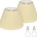 Lamp Shades with Glitter Gold Thread, Replacement Lamp Shades for Table Floor Bedside Lamps, 5.5" Top x 10" Bottom x 6.6" High, Durable Lampshade with Spider Fitter, Bulb Clip Adapters Included