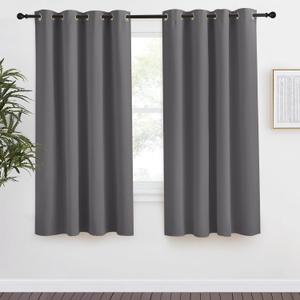 NICETOWN Grey Blackout Curtain 57 inch Long, 55 inches Width, 1 Panel, Thermal Insulated Window Treatment with Grommet Room Darkening Thermal Insulated Panel for Bedroom/Living Room