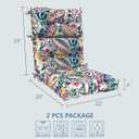 LVTXIII 2 Pack Outdoor High Back Cushions, 22" W x 20" D Tufted Seat and Back Chair Cushion with Ties, Fluffy Patio Replacement Rocking Chair Cushion for Outdoor Furniture Use, Vigour Paisley, 44"x22"x4"