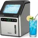 Silonn Nugget Ice Maker Countertop - 44lbs/Day Soft Chewable Pebble Ice, Self-Cleaning One-Click Operation, Stainless Steel