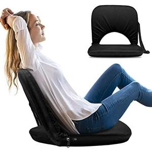 Stadium Seats Cushion for Bleachers with Strong Back Support, Folding Bleacher Seat with 20In Wide Cushion, 4LBS Lightweight, 6 Reclining Positions, Multifunctional Floor Chair for Indoor or Outdoor