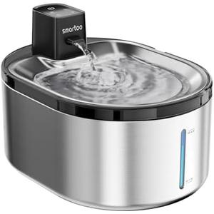 Smartoo Wireless Cat Water Fountain Stainless Steel, 152oz/4.5L Cat Fountain Battery Operated, Cordless Pet Water Fountain for Cats & Dogs with Motion Sensor, Ultra Quiet Pump, Multi-Filtration