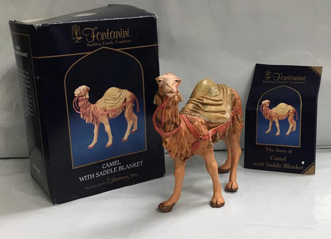 Fontanini by Roman Inc., Camel with Saddle Blanket, 5" Animals Collection, Nativity Figure and Accessories, Hand Sculpted and Painted