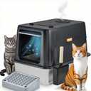 Stainless Steel Smart Cat Litter Box with IR Sensor Automatic Odor Control for A Home, Low Noise Design Automatic, Hygienic, and Easy-Clean Design for Multiple Cats