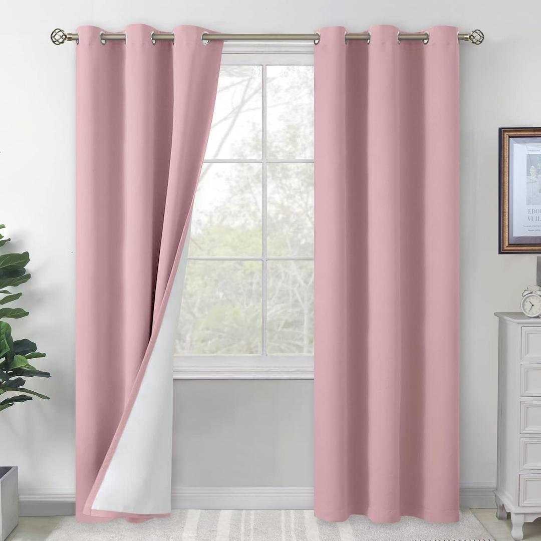 BGment Pink Blackout Curtains for Bedroom 84 Inch Length 2 Panels Set, Thermal Insulated Bedroom Curtains Soundproof Kids Nursery Window Curtain Drapes, Each Grommet Curtains 42 Inch Wide