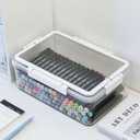 Yesesion Large Cord Organizer Box with Lid and Handle, Plastic Phone Charger Cable Holder with 12 Compartments for Desk Drawer, Clear Art Crafts Container with Removable Inner Cups