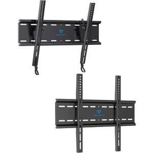 PERLESMITH Tilting TV Wall Mount Low Profile for Most 23-60 inch TVs with VESA 400x400mm up to 115lbs PSMTK1, Fixed TV Wall Mount for Most 26-60 inch TVs up to 115lb with Max VESA 400x400mm PSML1