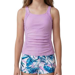 Girls Tankini Swimsuit 2-Piece Bathing Suits Tankini Top with Swim Shorts for Teens 9-16