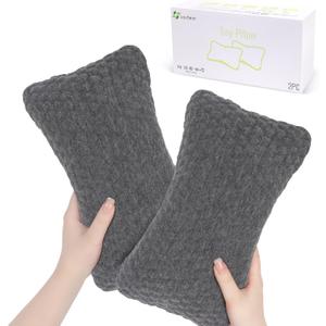vocheer Small Pillows for Sleeping, 11"x 7" Mini Travel Pillow, Tiny Pillows for Neck, Wrist, Lumbar and Knee, Pets Pillow, Cotton, Machine Washable,Dark Grey-2PC
