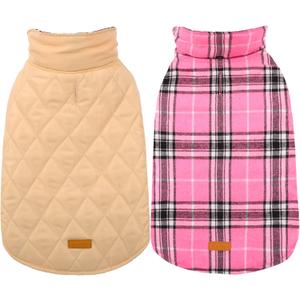 Kuoser Waterproof Dog Coat, Reversible Dog Jacket for Medium Dogs, Adjustable Durable Doggie Winter Coat Warm Puppy Cold Weather Apparel from Small to Large Breed, Size Large