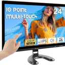Prechen 24x14 Inch Touchscreen Monitor, IPS FHD 1080P Touch PC Display with HDMI & VGA & USB, 75Hz, VESA, Built-in Speakers, Computer Touch Screen for Gaming & Business