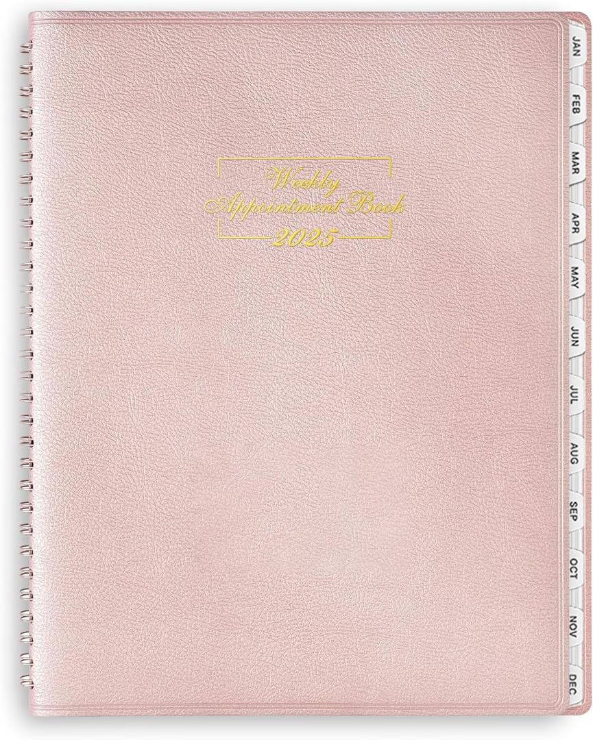 Ymumuda Daily Planner 2025 - Weekly Appointment Book Planner, Daily Appointment Book with 15 Minutes Increments, 8.5" x 11", Large, JAN - DEC 2025, Ideal for School Office Work Schedule - Rose Golden (Pink)