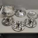 KSJONE Stainless Steel 5 pcs Multi Kadai (Induction Friendly) Idli Cooker with Stainless Steel lid, 3 idli Plates (12 Idlis), 1 patra Plate, Silver