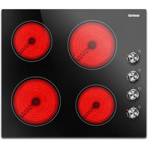 Karinear 24 Inch Electric Cooktop 4 Burners Electric Stove, Knob Control