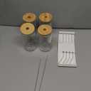 Drinking Glasses with Bamboo Lids and Glass Straw 4pcs Set - 16oz Glass Cups, Iced Coffee Glasses, Cute iced Tea Glasses, Beer Glasses, Ideal for Coffee Bar Accessories, Aesthetic Gift - 2 Brushes