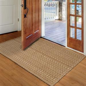 6x9 ft Area Rugs for Living Room - Machine Washable Boho Braided Rug with Non Slip Backing,Faux Jute Rug,Neutral Large Living Room Rug,Solid Carpet for Bedroom,Dining Room,Office,Tan Brown
