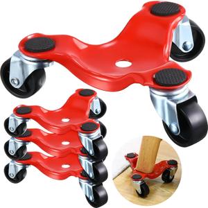 Tallew 4 Pcs 6. 7 Inch Furniture Mover Dolly 3 Wheels Dolly Steel Furniture Mover with Wheels 200 Lbs Load Capacity for Pool Table Home Office Warehouses