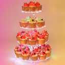YestBuy 4 Tier Round Cupcake Stand Premium Cupcake Holder Acrylic Cupcake Tower Display Display for Pastry + LED Light String Ideal for Weddings, Birthday Parties & Events (Multicolored)