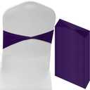 M METERXITY 100-Pack Spandex Chair Sashes, Chair Bands Slider Sashes Stretch Chair Cover Chair Bands Ties Without Buckle for Wedding/Banquet/Party/Ceremony Event Decoration [Dark Purple]
