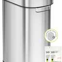 EKO Urban 16 Gallon/60 Liter Open Top Stainless Steel Slim Commercial Trash Can, Tall Kitchen Trash Bin, Heavy-Duty Commercial Grade Large Garbage Bin for Home, Office, Hotel, Cafe, Restaurant, Dorm