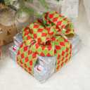 MAYREEL Red and Lime Green Crushed Velvet Wired Ribbon 4 Inch Extra Wide Christmas Ribbon with Gold Diamond Lattice Glitter, 10-Yard Roll for Christmas Tree, Wreaths, Bows & Elegant Holiday Dcor