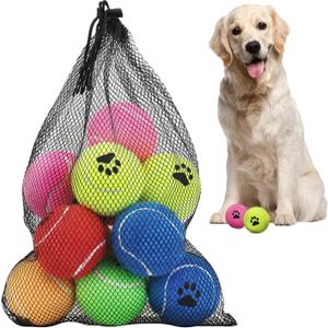 Bulk Tennis Balls for Dogs Pack of 12 Easy Catching Dog Fetch Balls (Non Squeaky-Multicolor)