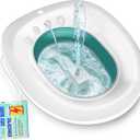 Electric Sitz Bath for Toilet Seat, Hemorrhoids and Postpartum Care - Yoni Steam Seat - Perineal Soaking, Collapsible, Wide Seat, Deeper Bowl - Use w/Sitz Bath Salt - Forest Green