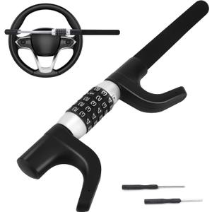 Steering Wheel Lock Anti-Theft Device, High Security 5-Digit Password Vehicle Lock, Heavy Duty Adjustable Steering Wheel Lock for Car Truck Van SUV