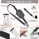 Clip and Go Strap for Phone with Wallet Crossbody  Adjustable Cellphone Lanyard for Women (Black)