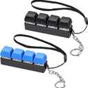 2 Pcs Keyboard Fidget Toys Fidget Clicker, Keyboard 4-Button Keychain Clicker Button ADHD Gifts Sensory Toy for Adult to Relief Stress Boost Focus Pass The Time, Black