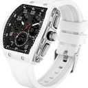 Findtime Watches for Men Relojes para Hombres White Wristwatch with Digital Analog Dual Time Display Countdown Stopwatch Punk Cool Design 5ATM Waterproof Mens Watch