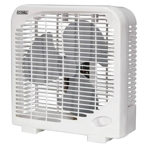 EZ-CHILL 9" Electric Portable 2-Speed, Quiet Box Fan, Ideal for Home, Bedroom, Dorm, & Office, BP-9B (White)