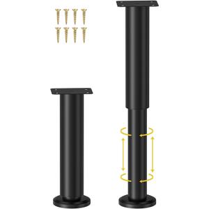 2 Pcs Adjustable Height Bed Support Legs for Bed Frame/Bed Center Slat, Metal Adjustable Furniture Legs 7.08-12.2 inch for Bed/Sofa/Cabinet/Couch/Dresser/Table, Heavy Bed Replacement Legs