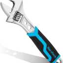 DURATECH 6 Inch Adjustable Wrench, 3-in-1 Spanner with Box End/Hex Function, CR-V Steel, Metric & SAE Scales, Chrome-plated, Bi-material soft Grip