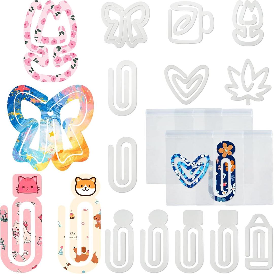 12pcs Jumbo Paper Clips Large Acrylic Sublimation Blanks Paper Clip Assorted Sizes Giant Blank Sublimation Paperclips Bulk Home Office Supplies Back to School Gifts Heat Transfer DIY Bookmarks Crafts