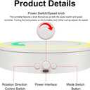 Rotating Display Stand with Type-C Power Cable, Motorized Turntable Adjustable Speed and Direction for Jewelry Photography, Spinning Platform for Product Shooting and Displaying (white, 5.9'')