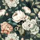 Dark Green White Peonies Vintage Floral Peel and Stick Wallpaper Wall Decor Self Adhesive Wall Paper Stick on Easy Peel Off Contact for Renter Apartment (17.7" x 118")