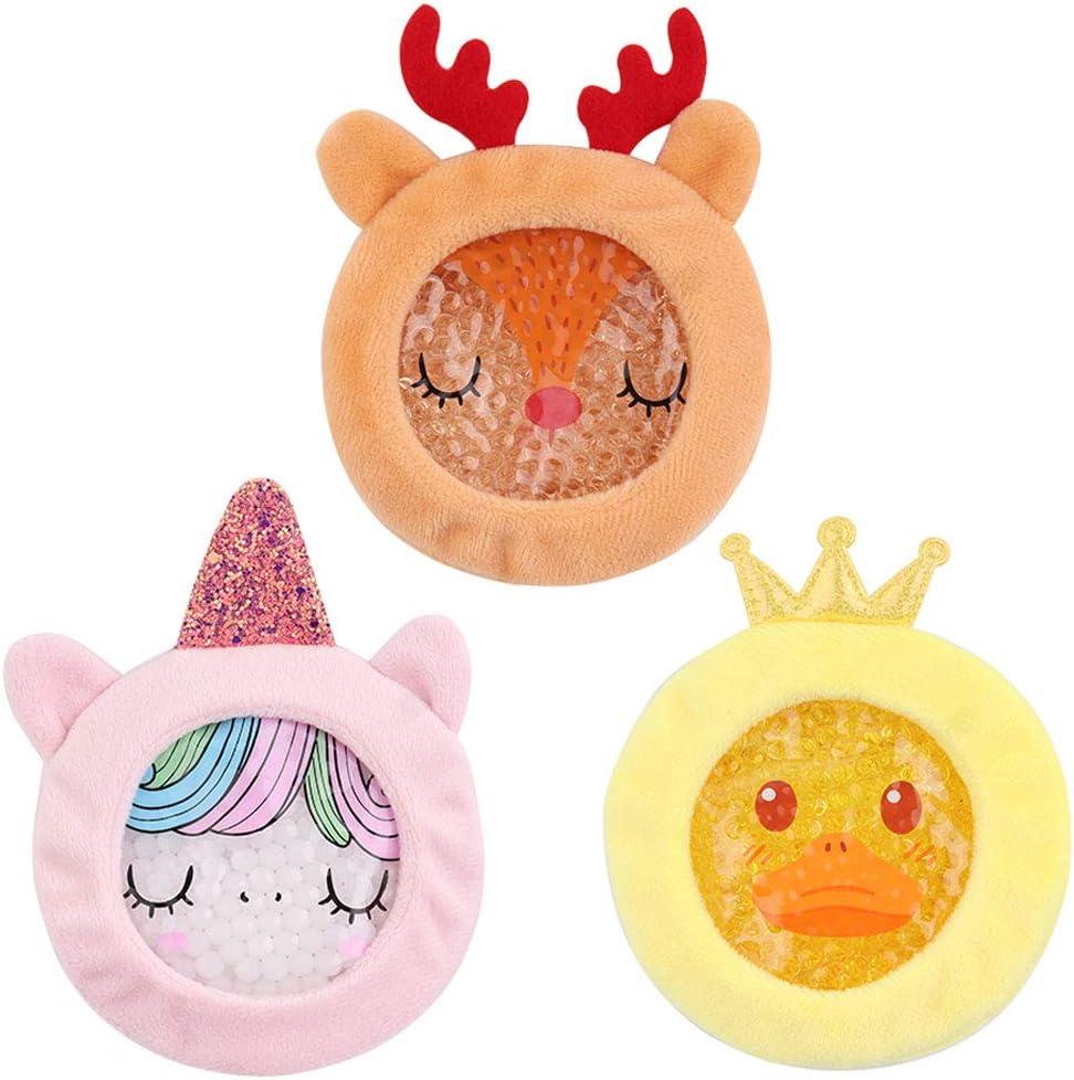 Hilph Kids Ice Packs for Boo Boos, Reusable Gel Cold Packs for Toddlers Injuries, 3 Pcs Hot & Cold Compress with Cute Plush Sleeves for Pain Relief, Fever, Wisdom Teeth, First Aid, Bumps (Unicorn)