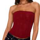 Mylleure Women Sheer Mesh Tube Top Back Zip Up Sleeveless Strapless Bandeau Crop Top Sexy See Through Going Out Streetwear