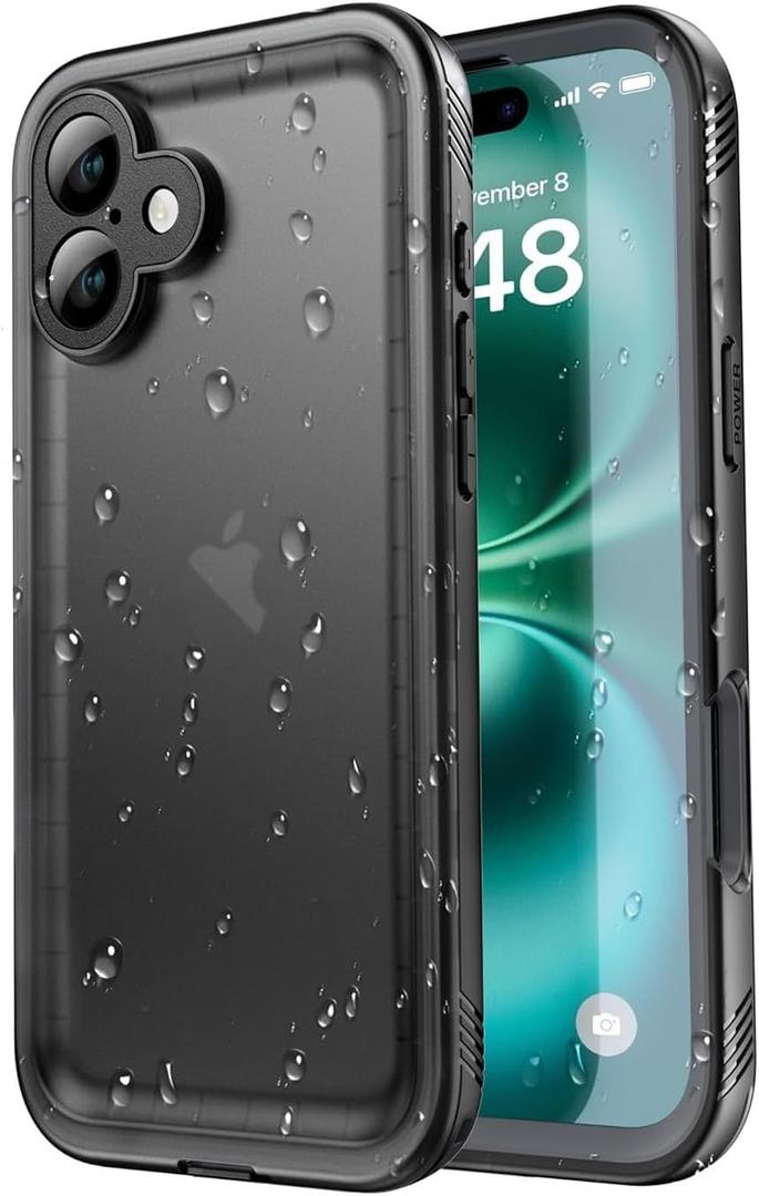 SPORTLINK for iPhone 16 Waterproof Case - Shockproof Dustproof Case with Built-in Clear Screen Protector, Full Body Heavy Duty Sealed Protective Cover for i Phone 16 6.1" Black