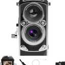CHUZHAO Vintage Mini Digital Camera, Portable TLR Style Retro Point and Shoot Compact Small Pocket 1080P FHD Video 12MP Autofocus Vlogging Camera with 16 GB Card for Beginners Teens Adults Black