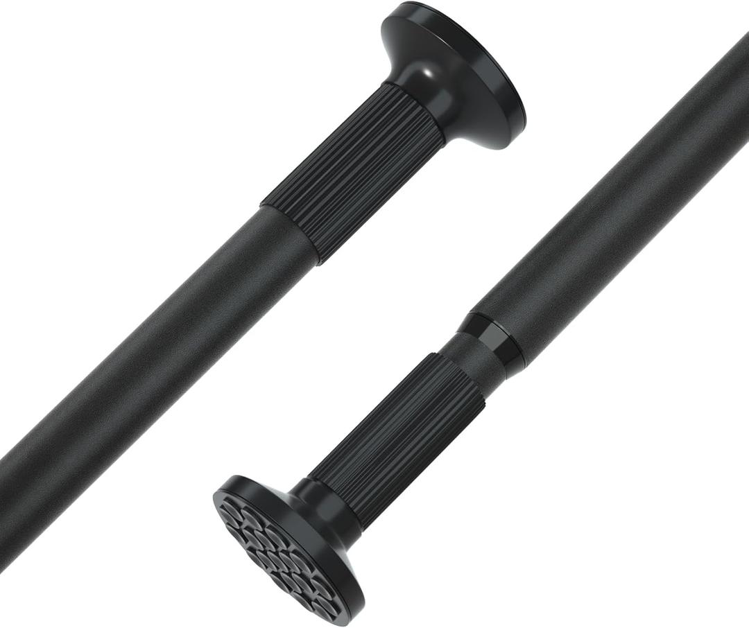 Tension Curtain Rod 51-166 Inch, Dual-End Adjustable Outdoor Curtain Rod, No-Drill Carbon Steel Rust-Resistant Spring Shower Rod, Extra Long for Patio Bathroom Window, Easy Install 1.26-Inch Diameter (51-166")