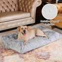 Bedfolks Waterproof Crate Bed, Plush Dog Kennel Pad with Removable Washable Cover, Faux Fur, Fluffy, 41"x27", Dark Grey