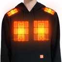 CAFORU Heated Pullover Hoodie with 5-Zone Heating&7.4V Battery Pack, Fast Warm-Up Unisex Sweatshirt for Outdoor Work (Black, M)